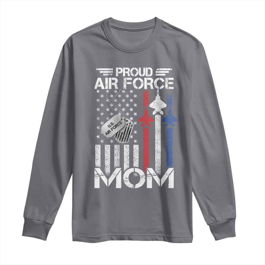 Proud Air Force Mom Long Sleeve Shirt Military Army Mama Vintage American Flag