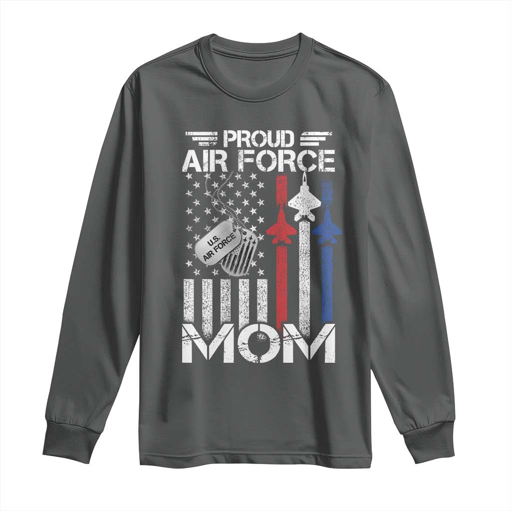 Proud Air Force Mom Long Sleeve Shirt Military Army Mama Vintage American Flag