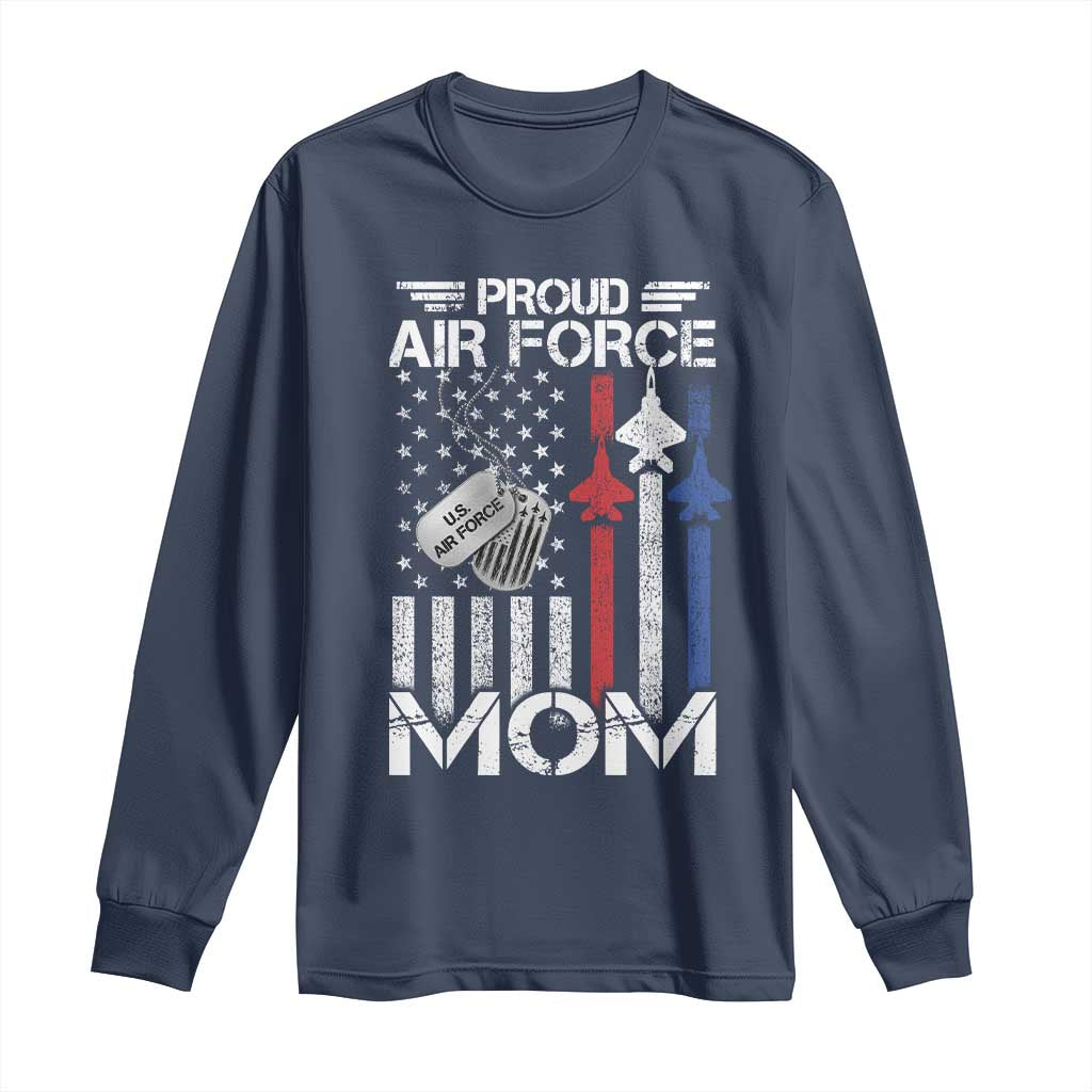 Proud Air Force Mom Long Sleeve Shirt Military Army Mama Vintage American Flag