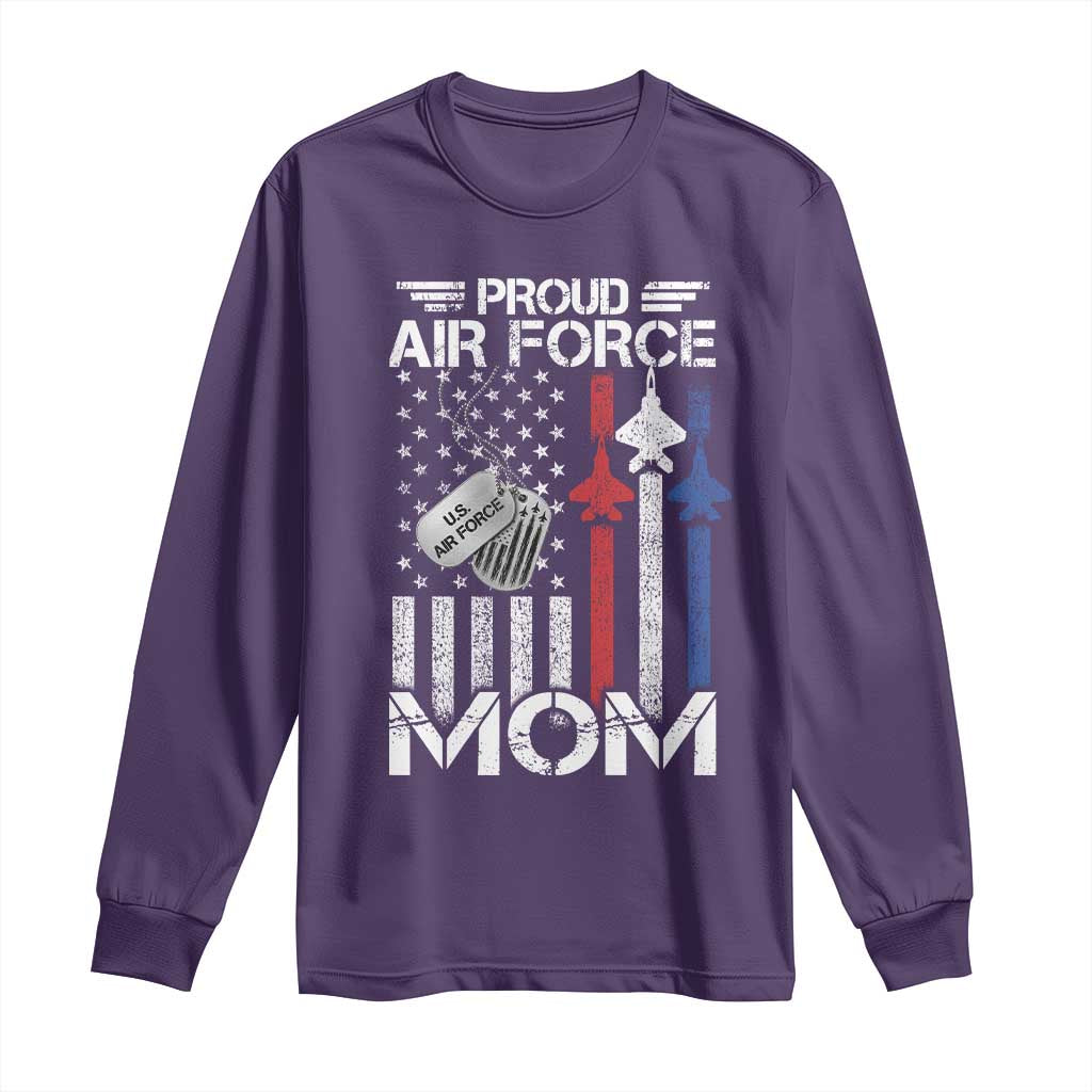 Proud Air Force Mom Long Sleeve Shirt Military Army Mama Vintage American Flag