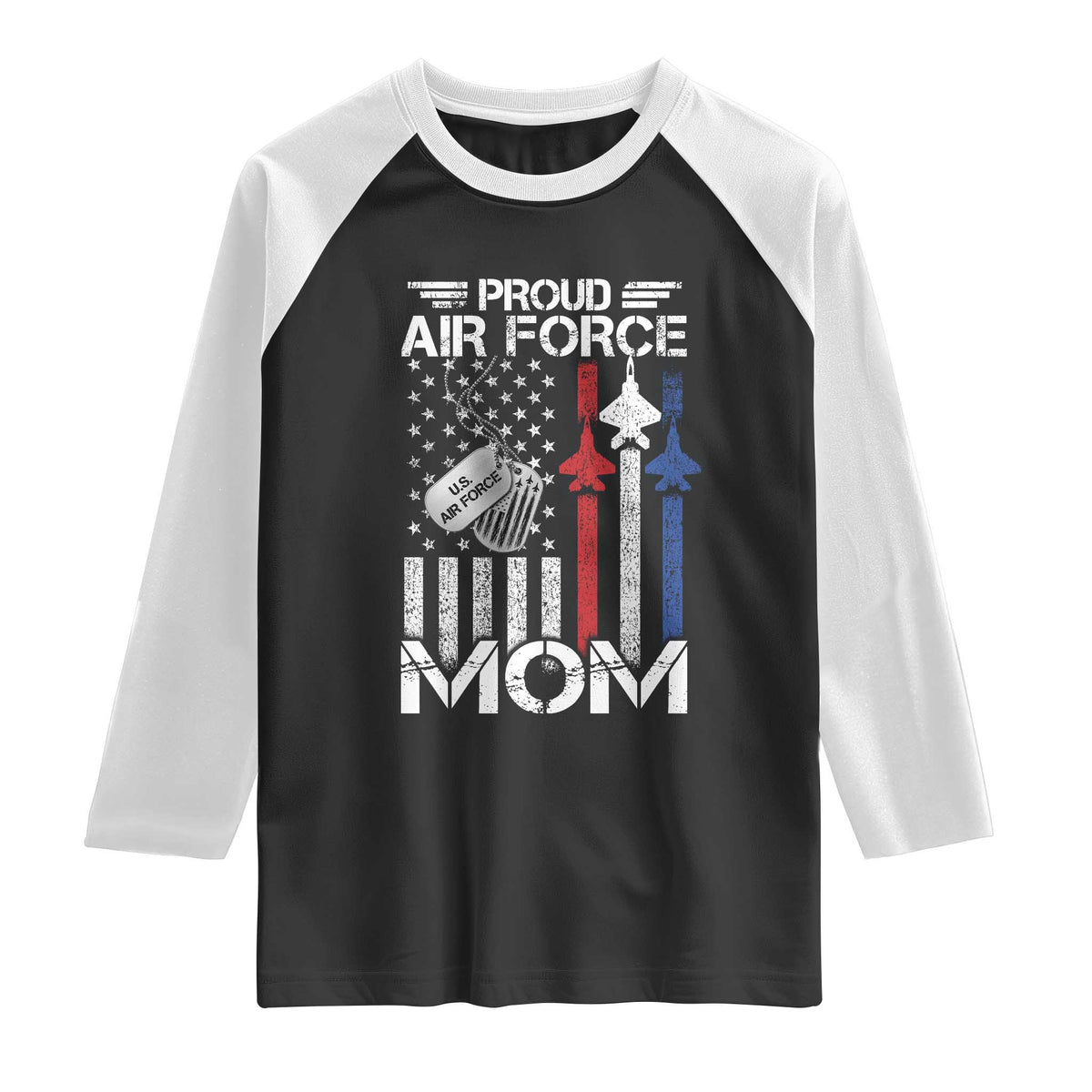 Proud Air Force Mom Raglan Shirt Military Army Mama Vintage American Flag