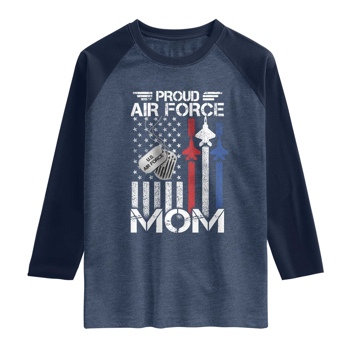 Proud Air Force Mom Raglan Shirt Military Army Mama Vintage American Flag