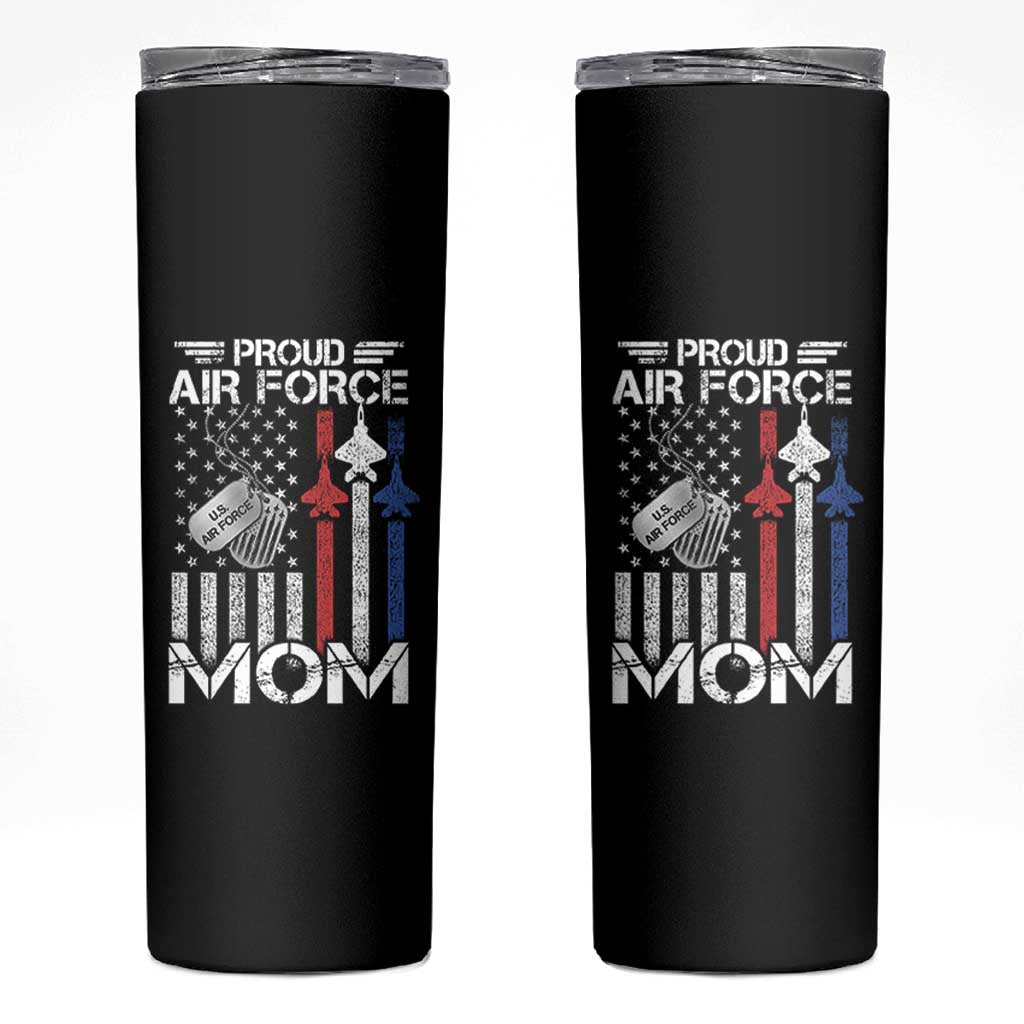 Proud Air Force Mom Skinny Tumbler Military Army Mama Vintage American Flag