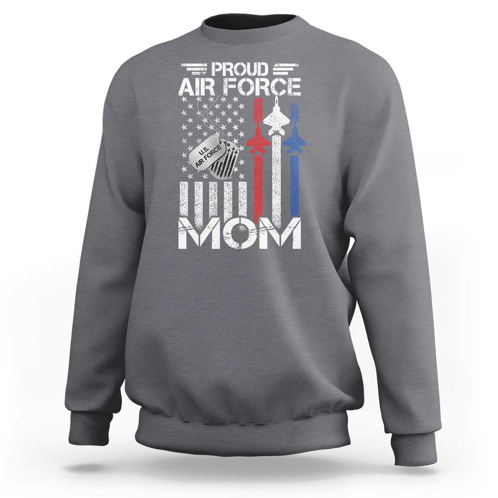 Proud Air Force Mom Sweatshirt Military Army Mama Vintage American Flag