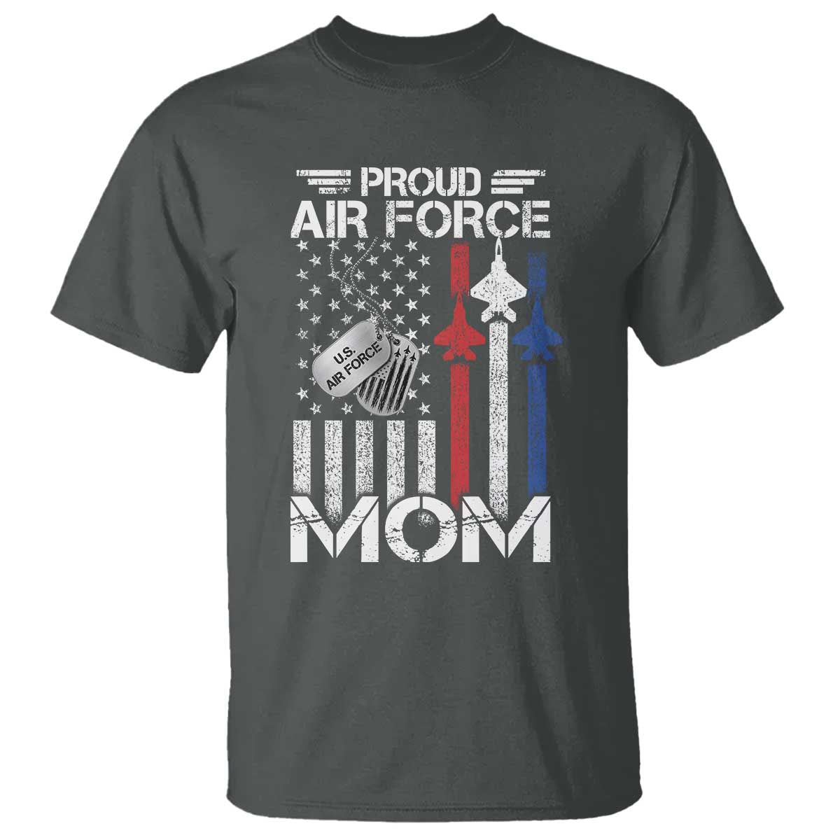 Proud Air Force Mom T Shirt Military Army Mama Vintage American Flag