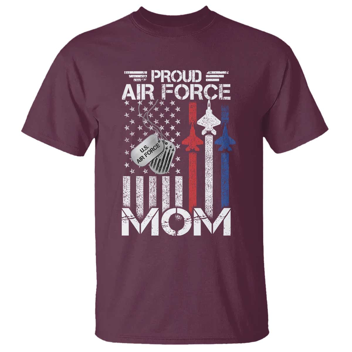 Proud Air Force Mom T Shirt Military Army Mama Vintage American Flag