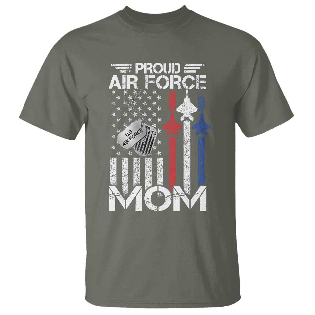 Proud Air Force Mom T Shirt Military Army Mama Vintage American Flag