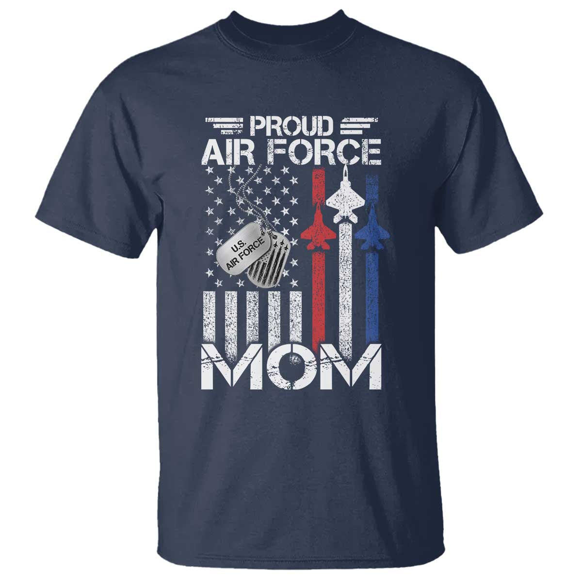 Proud Air Force Mom T Shirt Military Army Mama Vintage American Flag