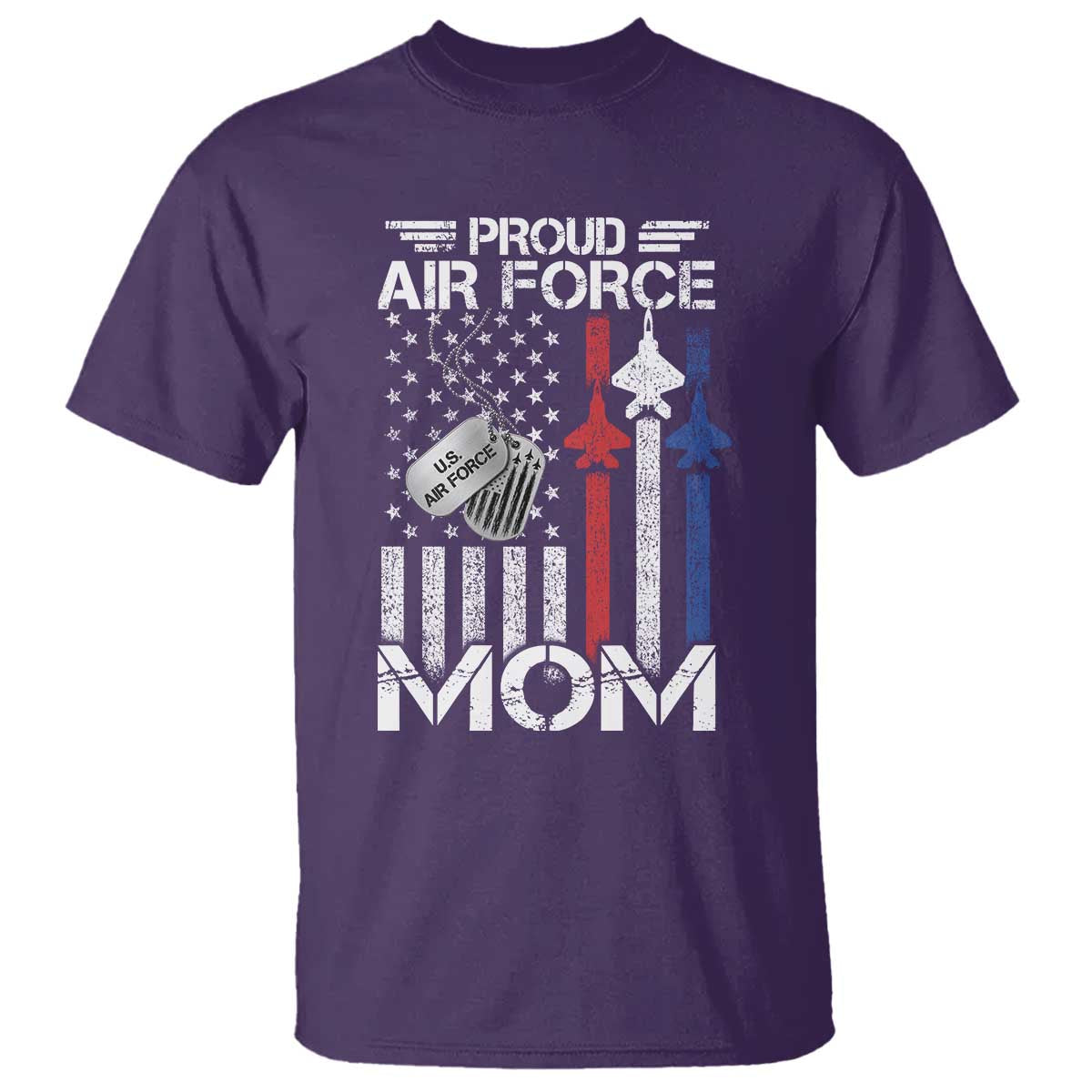 Proud Air Force Mom T Shirt Military Army Mama Vintage American Flag