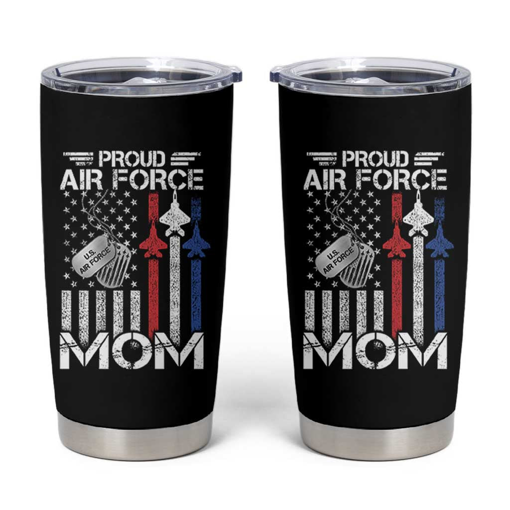 Proud Air Force Mom Tumbler Cup Military Army Mama Vintage American Flag