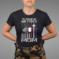 Proud Air Force Mom T Shirt Military Army Mama Vintage American Flag