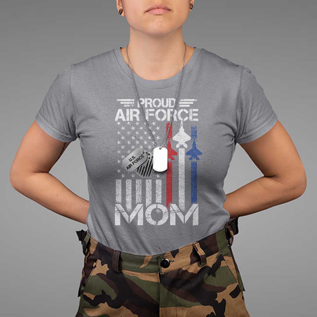 Proud Air Force Mom T Shirt Military Army Mama Vintage American Flag