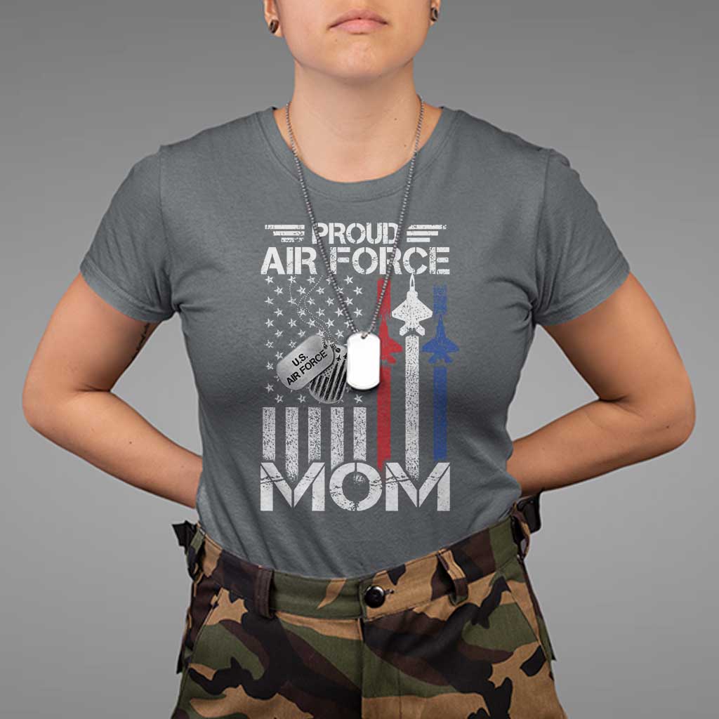 Proud Air Force Mom T Shirt Military Army Mama Vintage American Flag