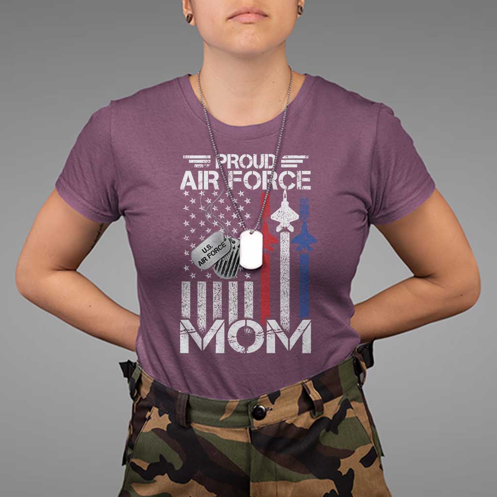 Proud Air Force Mom T Shirt Military Army Mama Vintage American Flag