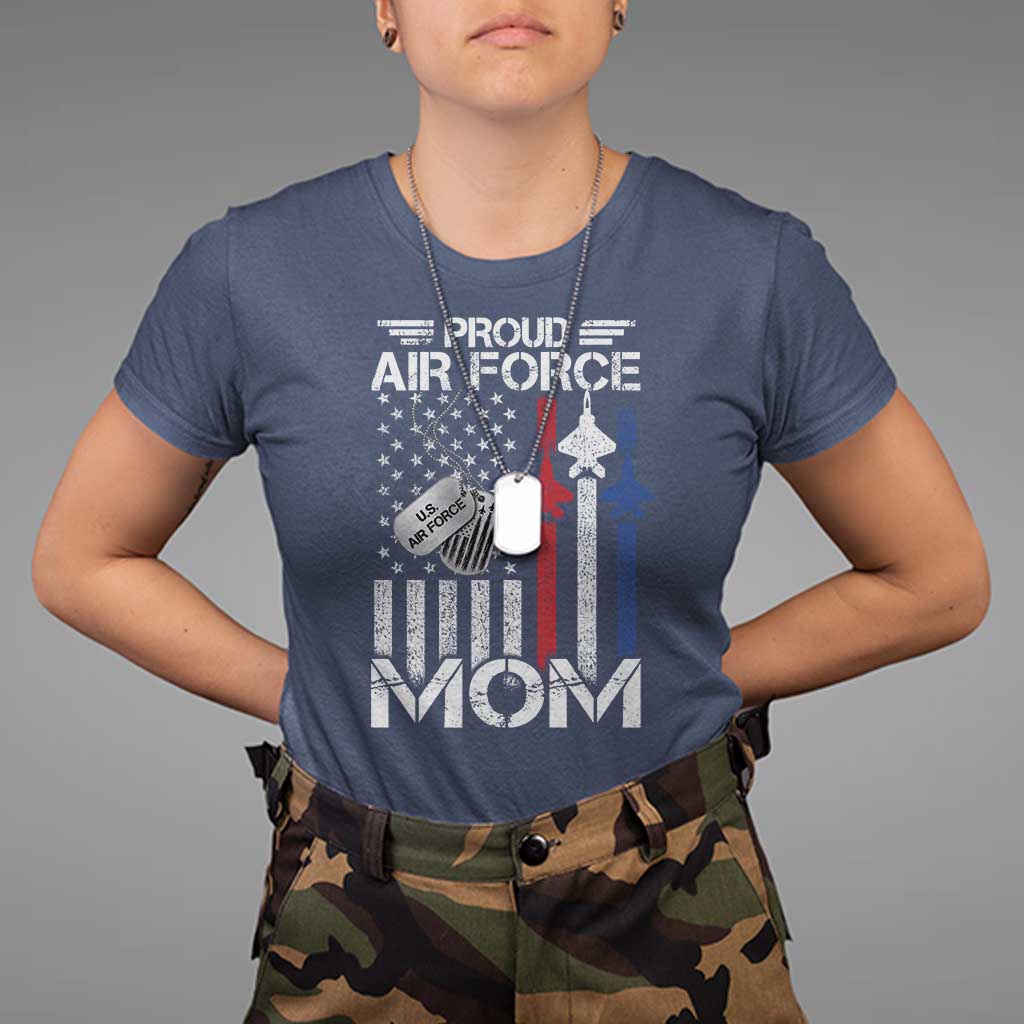 Proud Air Force Mom T Shirt Military Army Mama Vintage American Flag