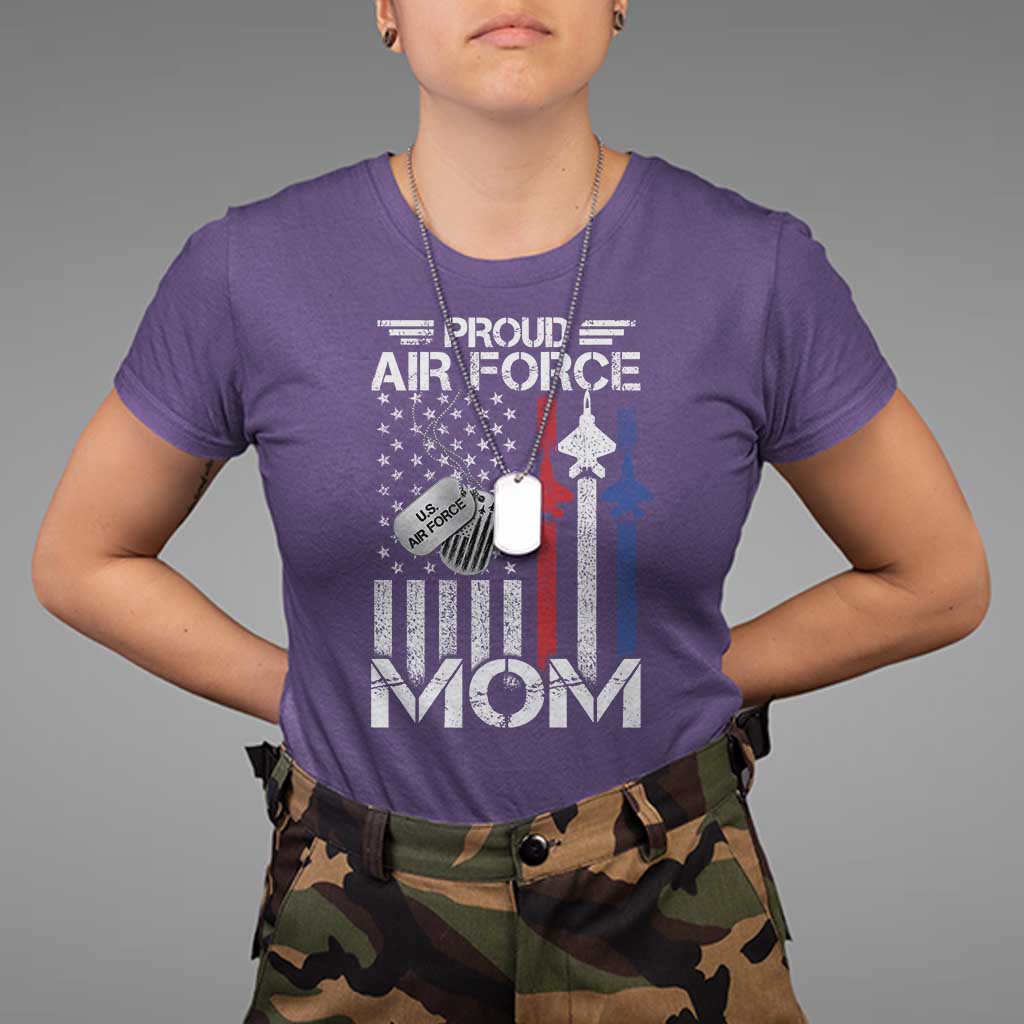 Proud Air Force Mom T Shirt Military Army Mama Vintage American Flag
