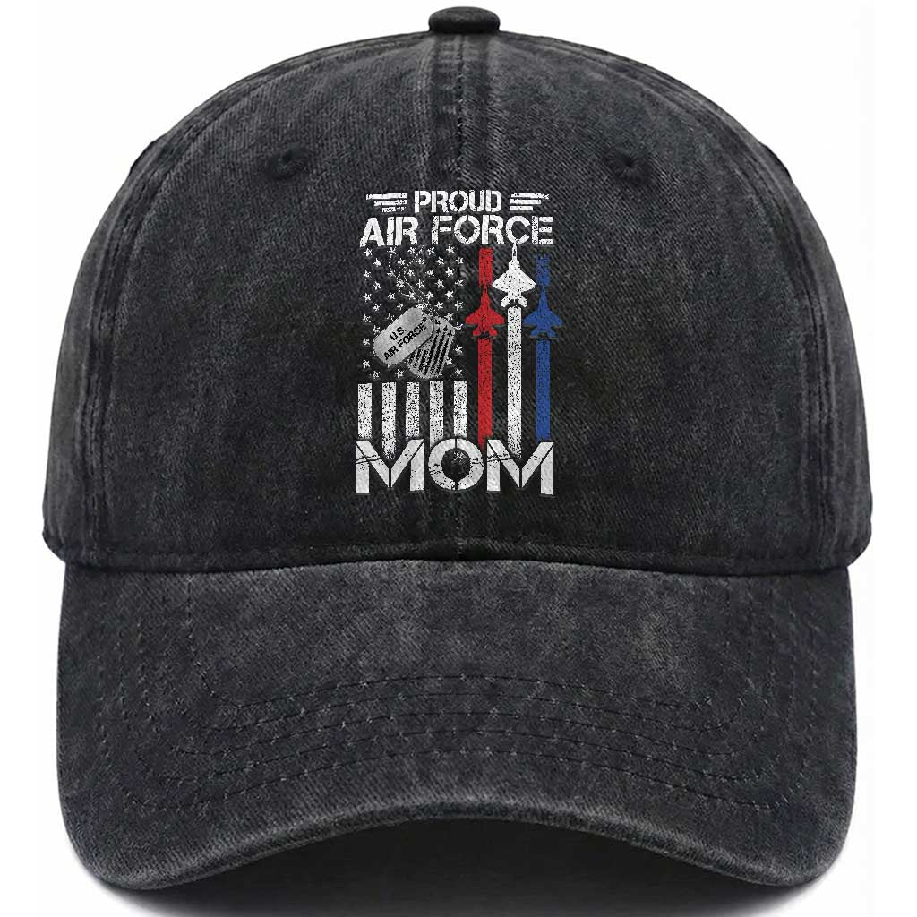 Proud Air Force Mom Washed Cotton Baseball Cap Military Army Mama Vintage American Flag