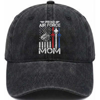 Proud Air Force Mom Washed Cotton Baseball Cap Military Army Mama Vintage American Flag
