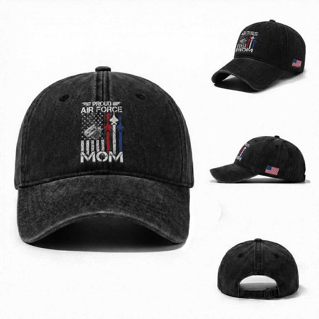 Proud Air Force Mom Washed Cotton Baseball Cap Military Army Mama Vintage American Flag