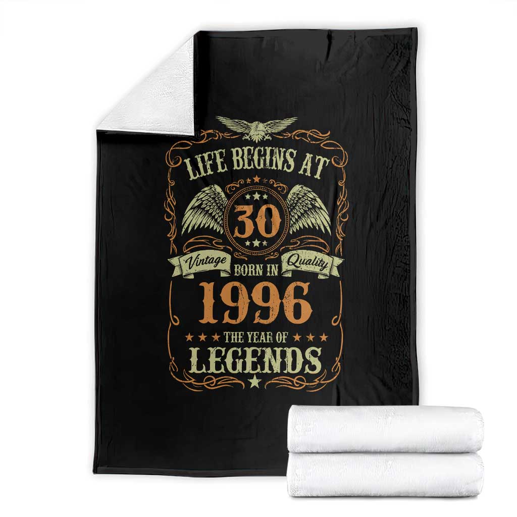 30th Birthday Throw Blanket Life Begins At 30 Born In 1996 The Year Of Legends