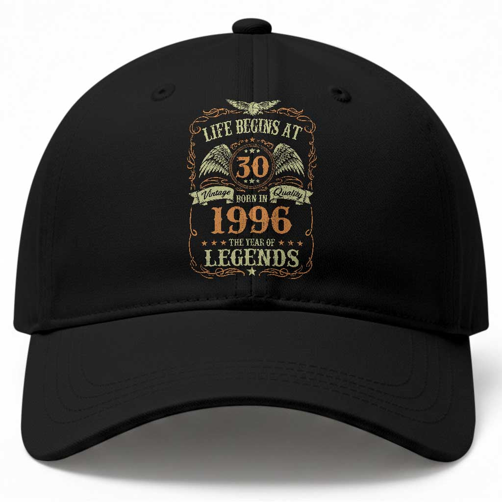 30th Birthday Baseball Cap Life Begins At 30 Born In 1996 The Year Of Legends