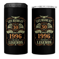 30th Birthday 4 in 1 Can Cooler Tumbler Life Begins At 30 Born In 1996 The Year Of Legends