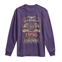 30th Birthday Long Sleeve Shirt Life Begins At 30 Born In 1996 The Year Of Legends