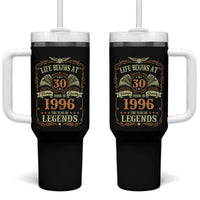 30th Birthday Tumbler With Handle Life Begins At 30 Born In 1996 The Year Of Legends