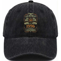 30th Birthday Washed Cotton Baseball Cap Life Begins At 30 Born In 1996 The Year Of Legends