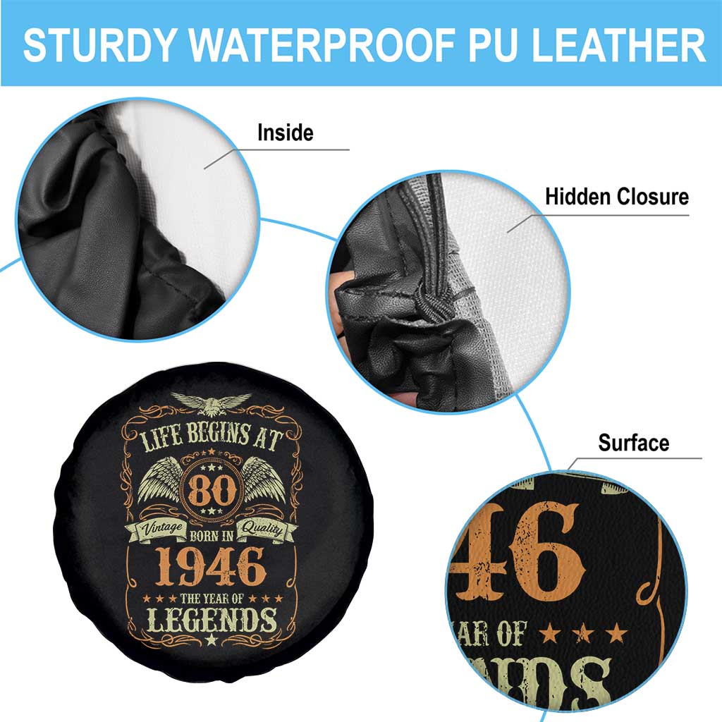 80th Birthday Spare Tire Cover Life Begins At 80 Born In 1946 The Year Of Legends