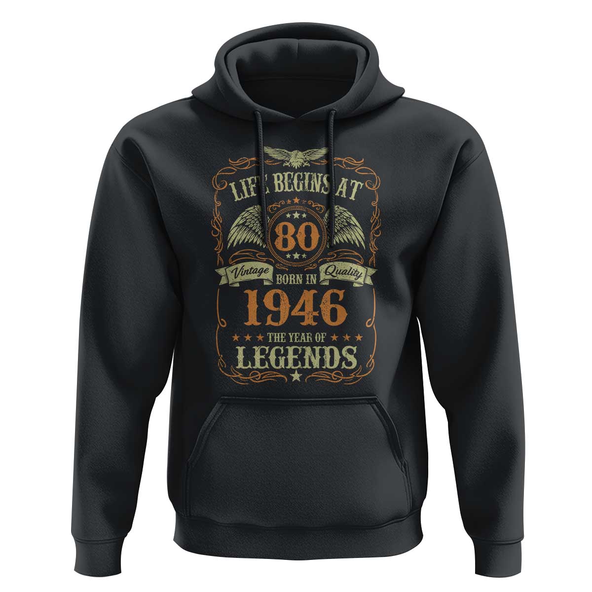 80th Birthday Hoodie Life Begins At 80 Born In 1946 The Year Of Legends