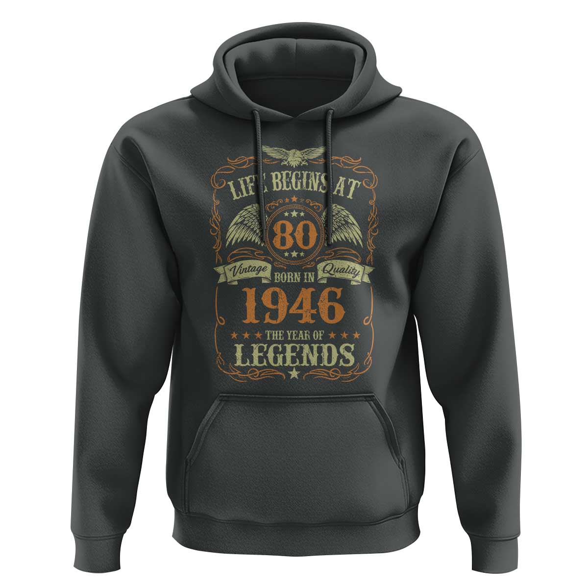 80th Birthday Hoodie Life Begins At 80 Born In 1946 The Year Of Legends