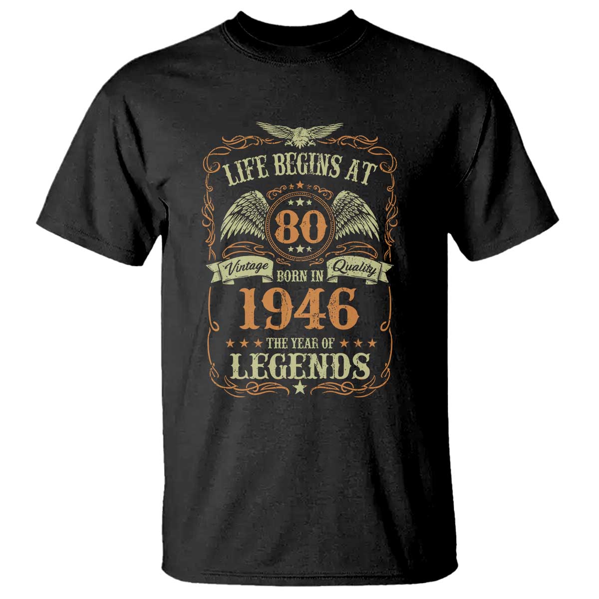 80th Birthday T Shirt Life Begins At 80 Born In 1946 The Year Of Legends