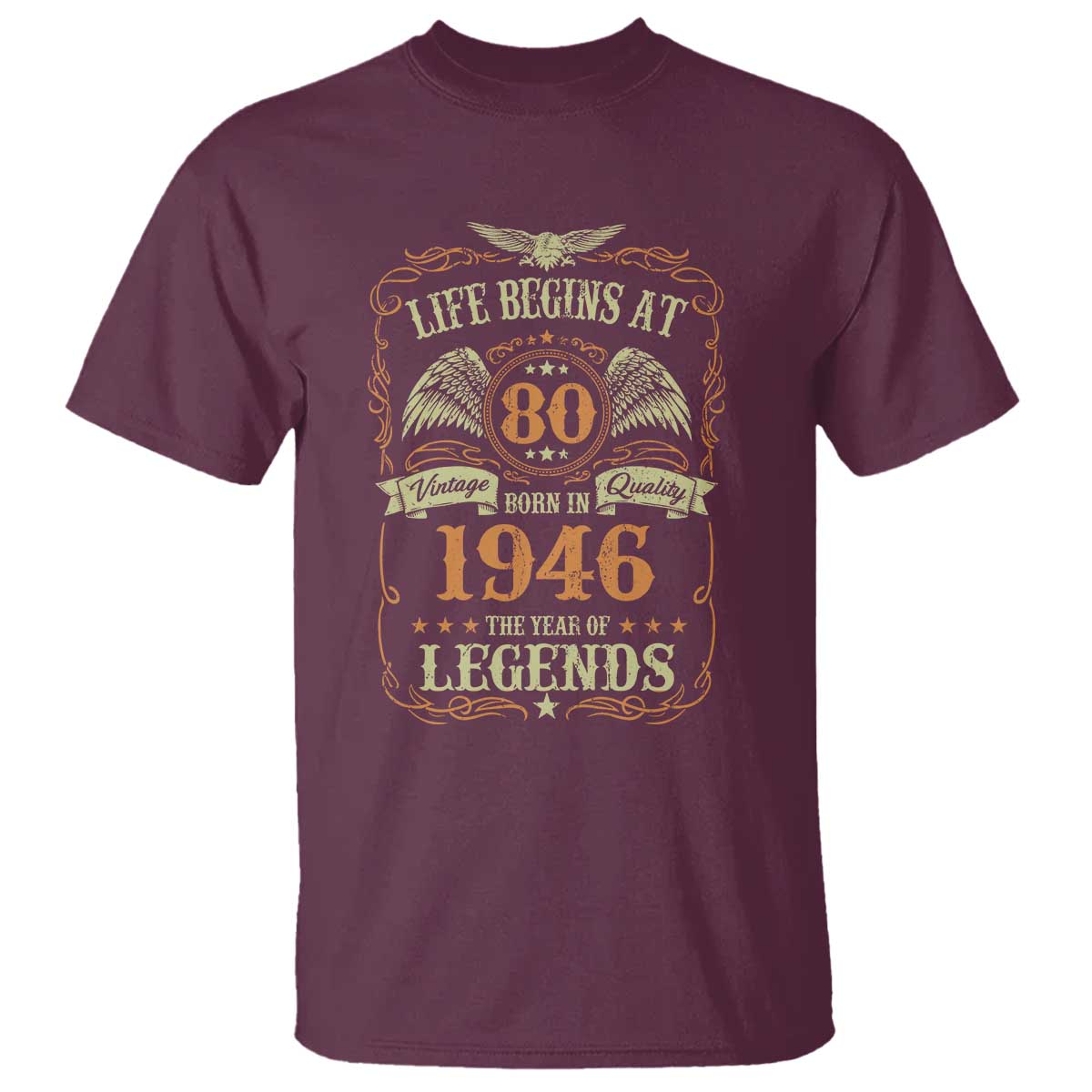 80th Birthday T Shirt Life Begins At 80 Born In 1946 The Year Of Legends