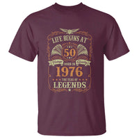 50th Birthday T Shirt Life Begins At 50 Born In 1976 The Year Of Legends