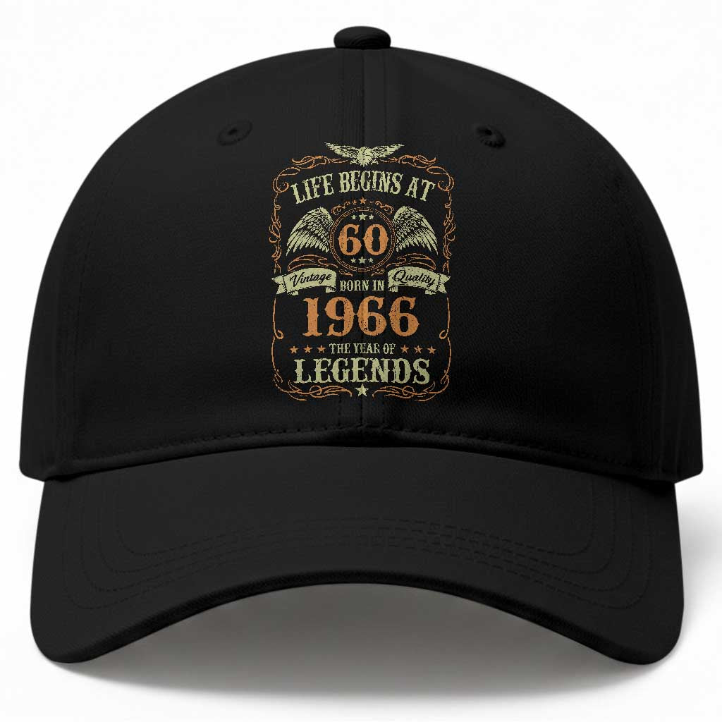 60th Birthday Baseball Cap Life Begins At 60 Born In 1966 The Year Of Legends