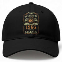 60th Birthday Baseball Cap Life Begins At 60 Born In 1966 The Year Of Legends
