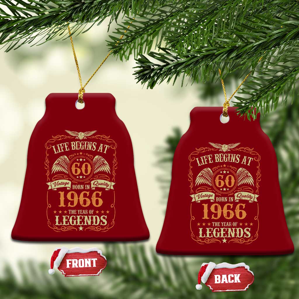 60th Birthday Ceramic Ornament Life Begins At 60 Born In 1966 The Year Of Legends