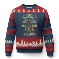 60th Birthday Ugly Christmas Sweater Life Begins At 60 Born In 1966 The Year Of Legends