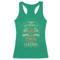 60th Birthday Racerback Tank Top Life Begins At 60 Born In 1966 The Year Of Legends