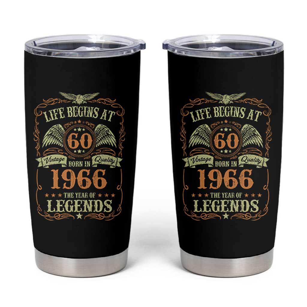 60th Birthday Tumbler Cup Life Begins At 60 Born In 1966 The Year Of Legends