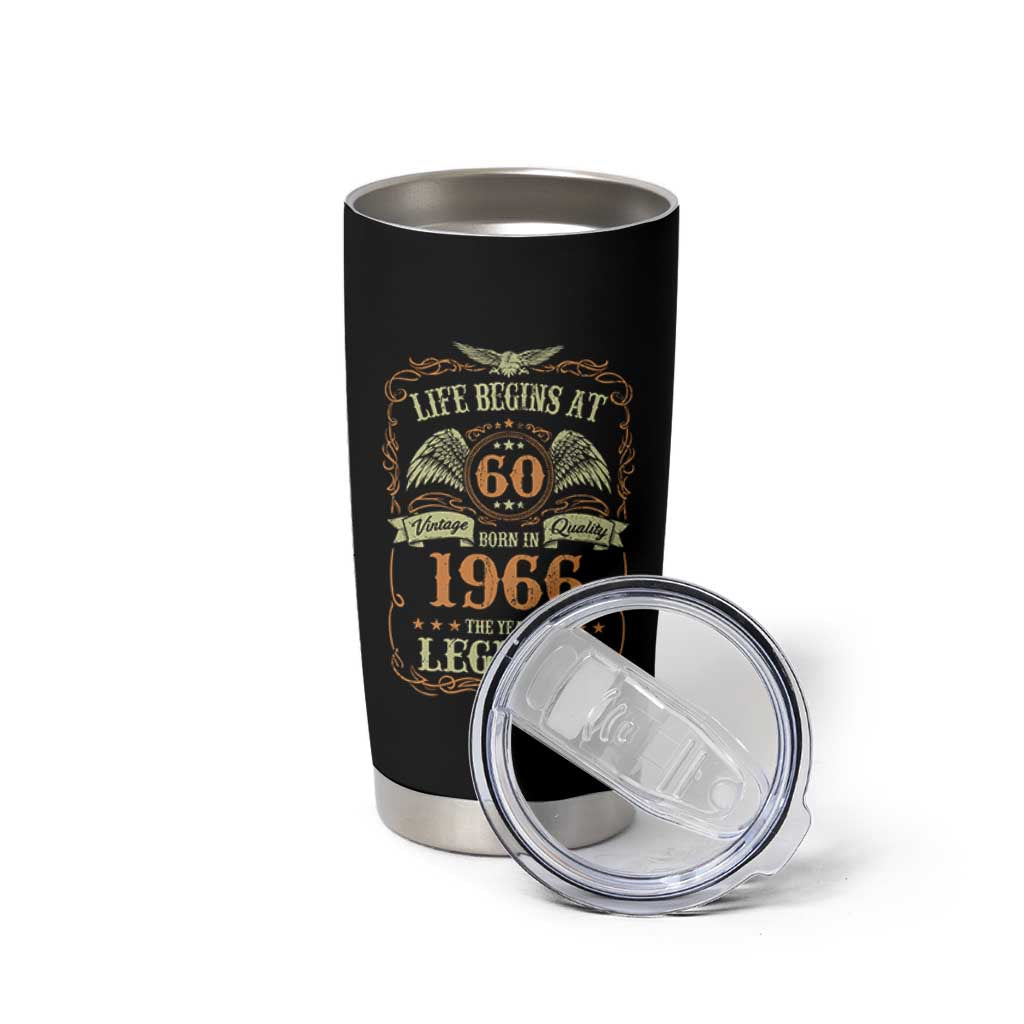 60th Birthday Tumbler Cup Life Begins At 60 Born In 1966 The Year Of Legends