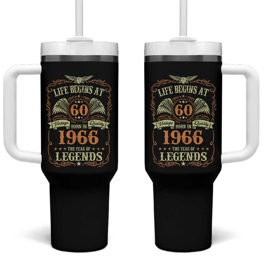 60th Birthday Tumbler With Handle Life Begins At 60 Born In 1966 The Year Of Legends