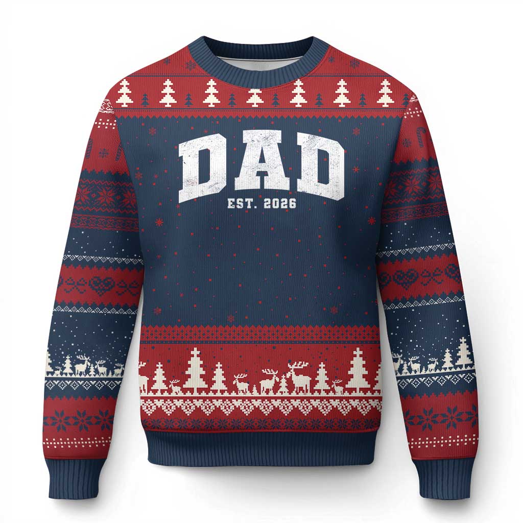 Dad Est 2026 Ugly Christmas Sweater Promoted To Daddy Fathers Day