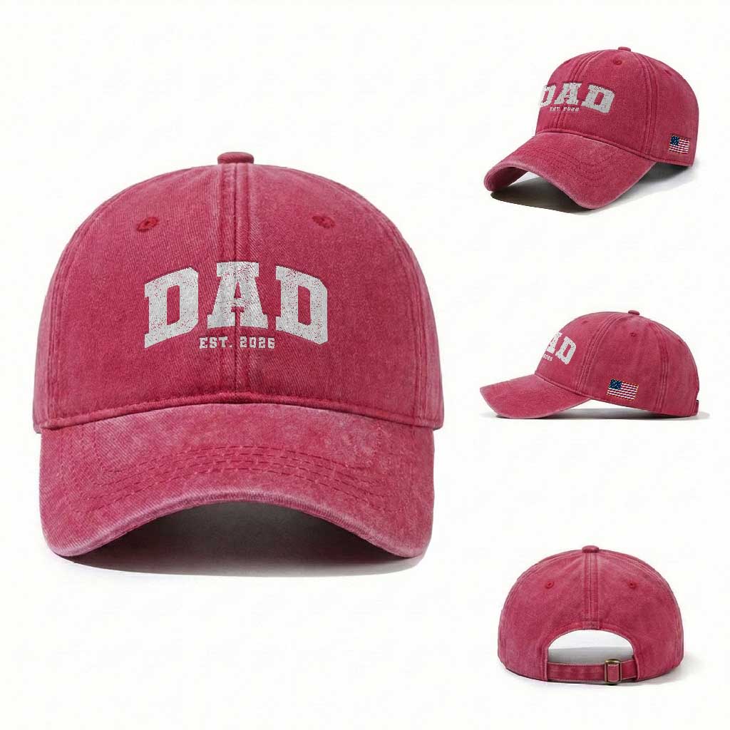 Dad Est 2026 Washed Cotton Baseball Cap Promoted To Daddy Fathers Day