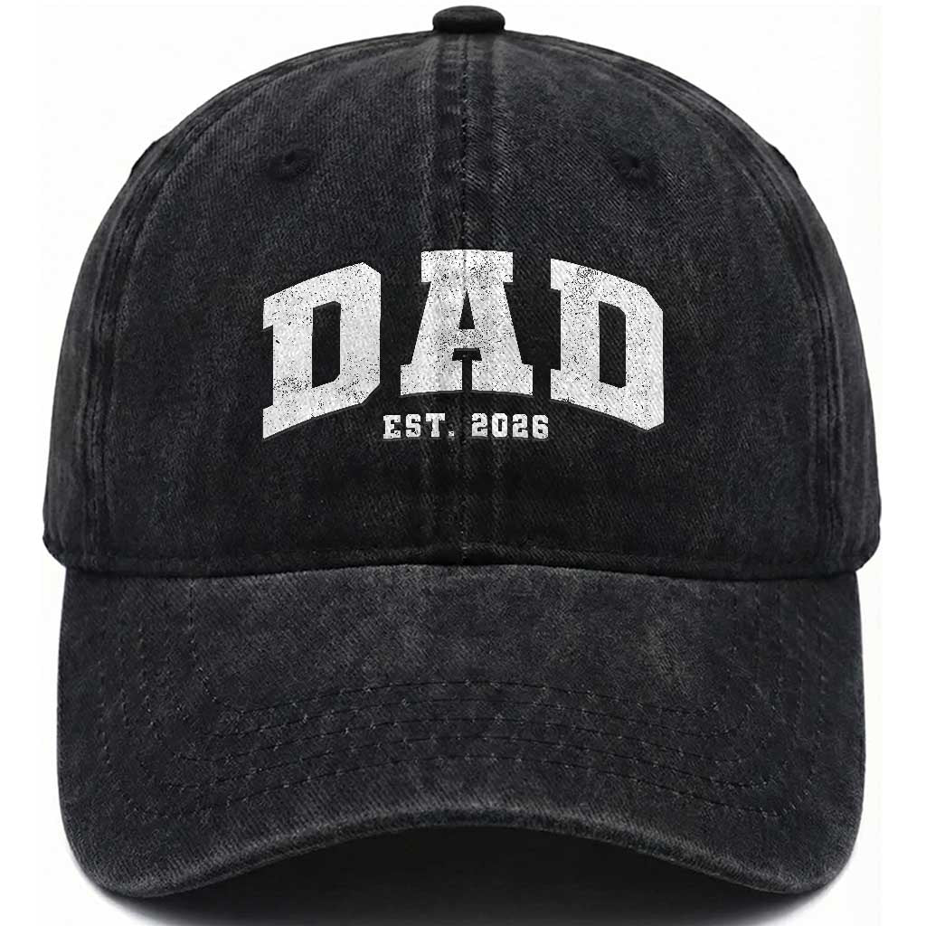 Dad Est 2026 Washed Cotton Baseball Cap Promoted To Daddy Fathers Day