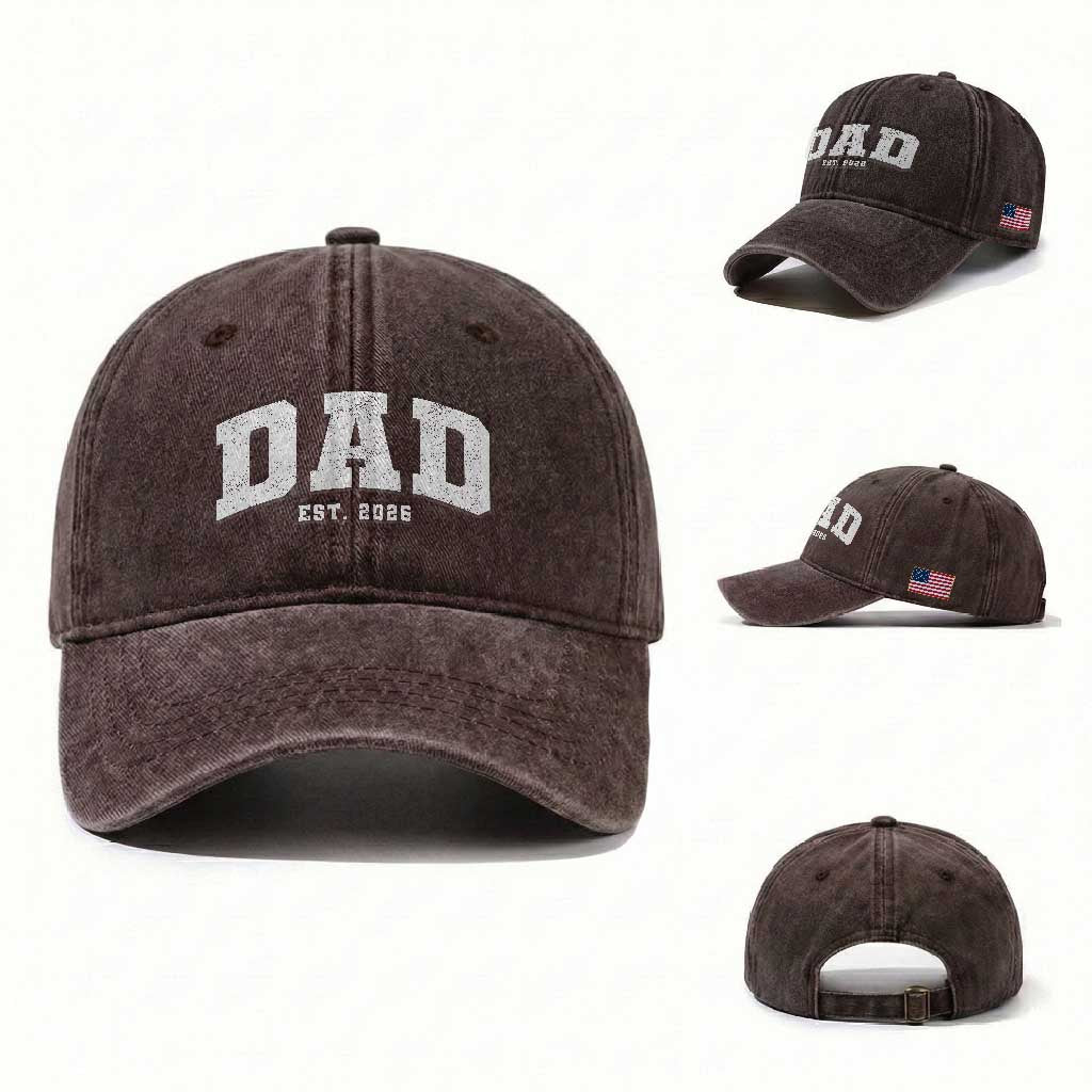 Dad Est 2026 Washed Cotton Baseball Cap Promoted To Daddy Fathers Day