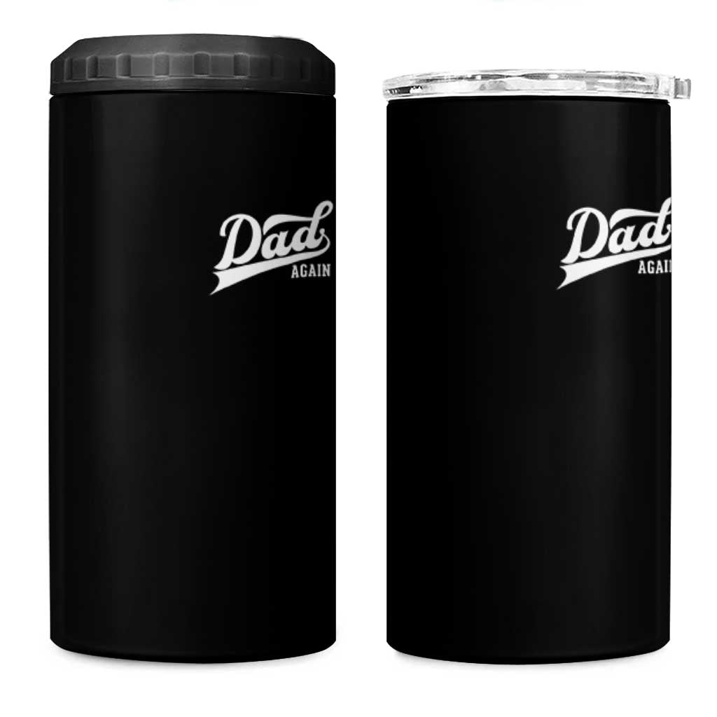 Promoted To Dad Again 4 in 1 Can Cooler Tumbler Funny Daddy Again Pregnancy Announcement