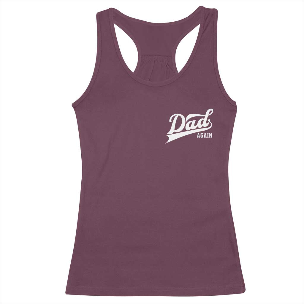 Promoted To Dad Again Racerback Tank Top Funny Daddy Again Pregnancy Announcement