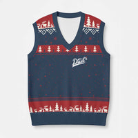 Dad Of Three V-Neck Knit Sweater Vest Funny Daddy Cubed Promoted for The Third Time